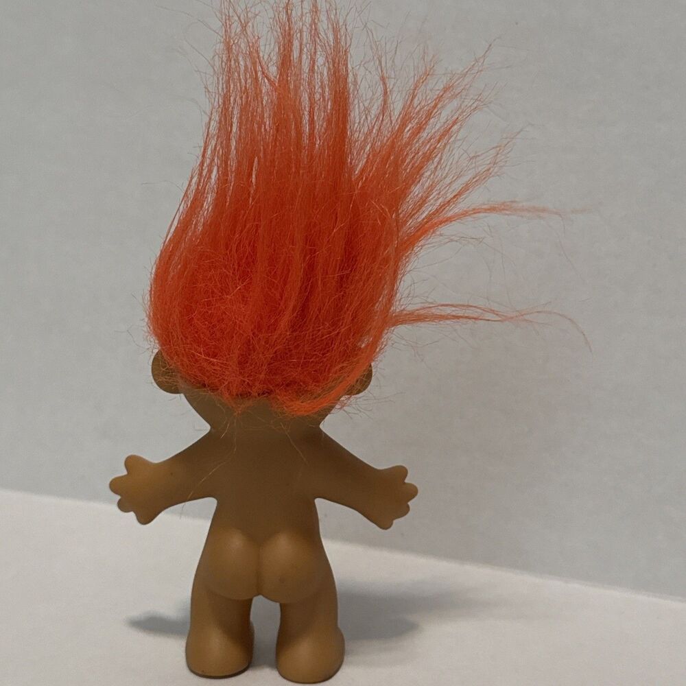 Vintage Russ Troll Orange Hair Brown Eyes 4” Figure Doll Nude 90s Collectible - Picture 5 of 10